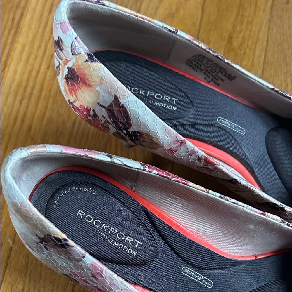 Rockport Women's Floral Heels - Pink and Brown Sz 9.5đź’•Very comfortableđź’• - Picture 3 of 10